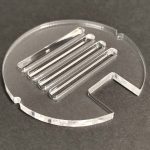 5mm vastag extrudált plexi lemezből lézervágott alkatrész.